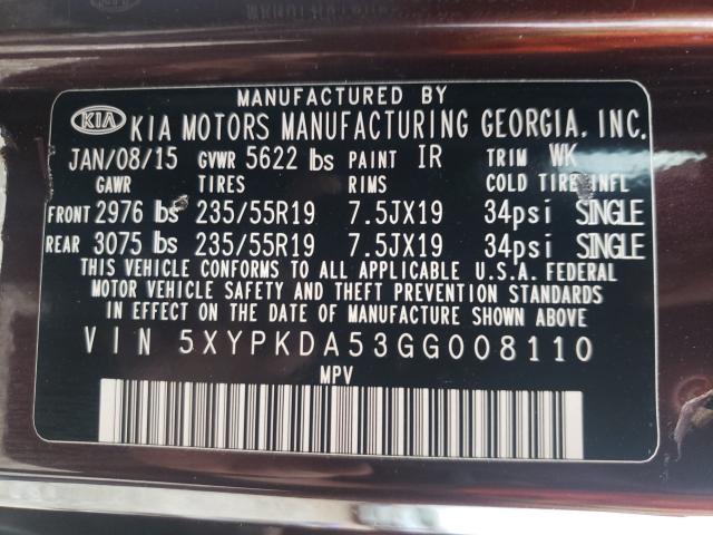 2016 KIA SORENTO SX 5XYPKDA53GG008110