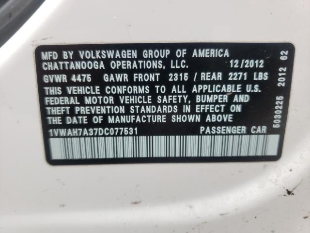 2013 VOLKSWAGEN PASSAT 1VWAH7A37DC077531