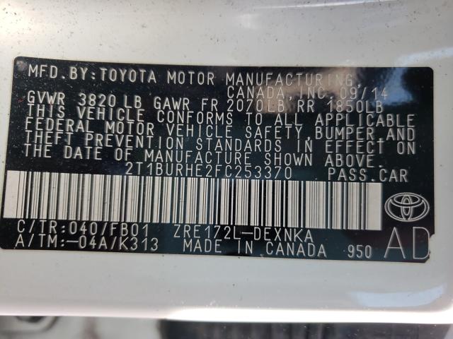 2015 TOYOTA COROLLA L 2T1BURHE2FC253370
