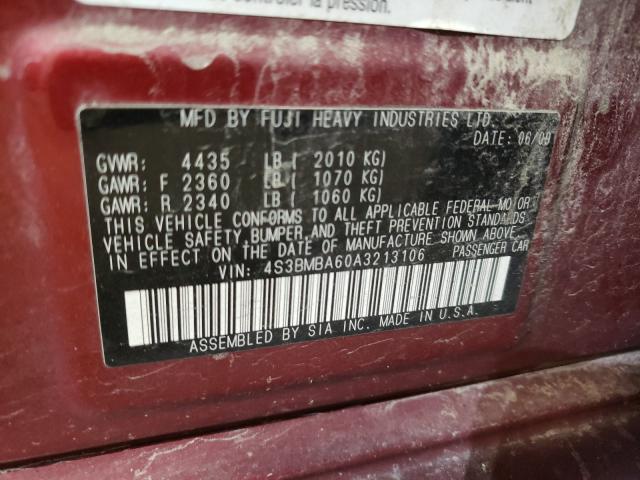2010 SUBARU LEGACY 2.5 4S3BMBA60A3213106