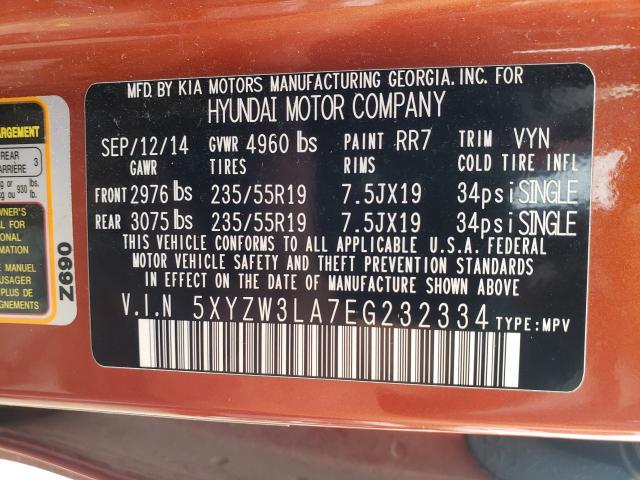 2014 HYUNDAI SANTA FE S 5XYZW3LA7EG232334