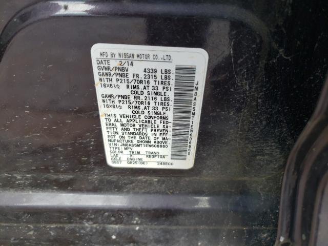 2014 NISSAN ROGUE SELE JN8AS5MT1EW606660