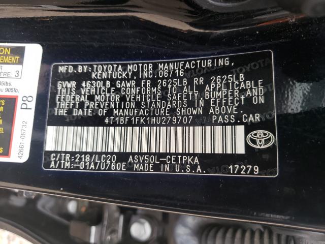 2017 TOYOTA CAMRY LE 4T1BF1FK1HU279707