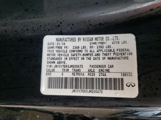 2018 INFINITI Q50 PURE JN1CV7EK0JM200472