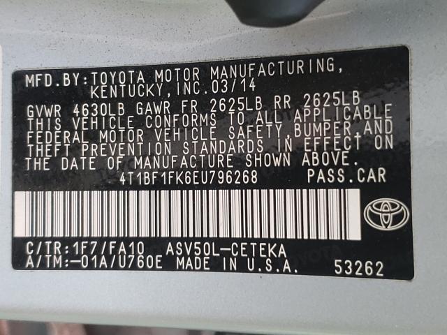 2014 TOYOTA CAMRY L 4T1BF1FK6EU796268
