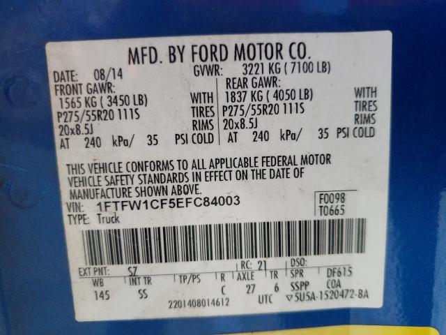2014 FORD F150 SUPER 1FTFW1CF5EFC84003