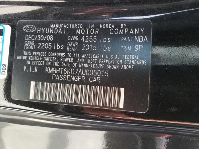 2010 HYUNDAI GENESIS CO KMHHT6KD7AU005019
