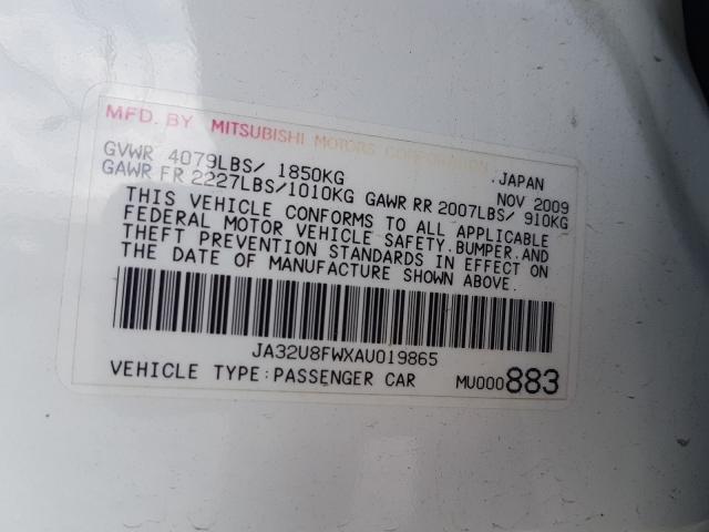 2010 MITSUBISHI LANCER GTS JA32U8FWXAU019865
