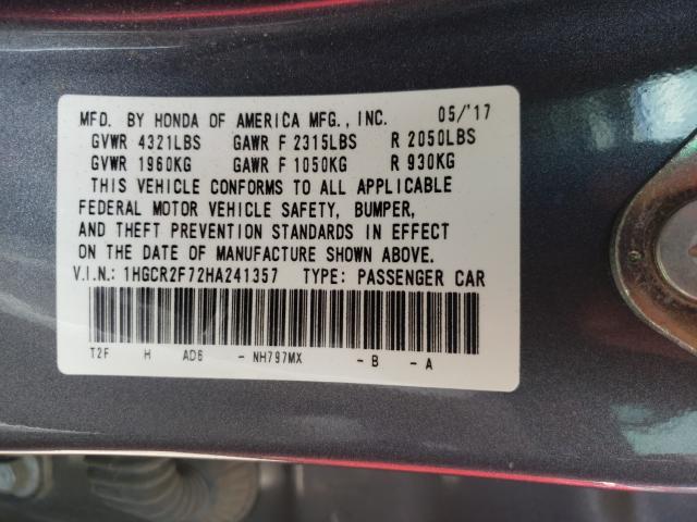 2017 HONDA ACCORD EX 1HGCR2F72HA241357