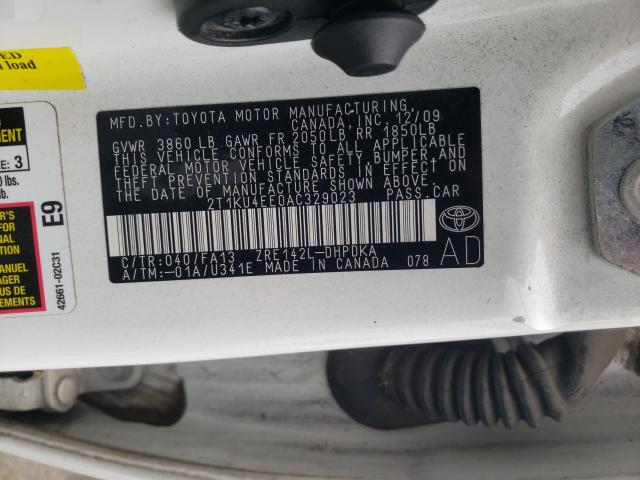 2010 TOYOTA MATRIX 2T1KU4EE0AC329023