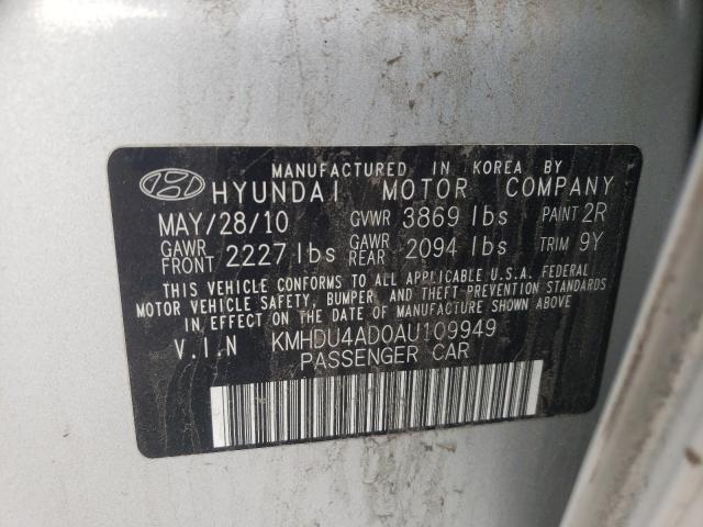 2010 HYUNDAI ELANTRA BL KMHDU4AD0AU109949
