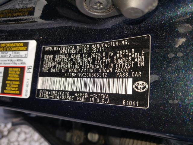 2012 TOYOTA CAMRY 4T1BF1FK2CU505312