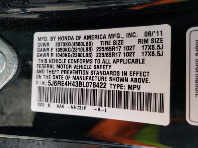 2011 HONDA CR-V SE 5J6RE4H43BL078422
