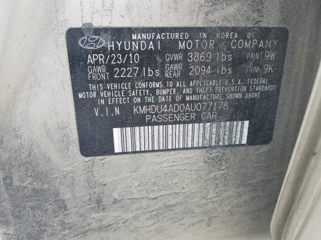 2010 HYUNDAI ELANTRA BL KMHDU4AD0AU077178