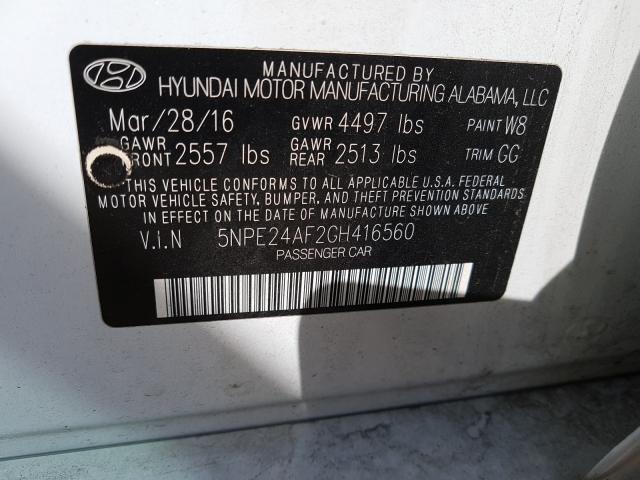 2016 HYUNDAI SONATA SE 5NPE24AF2GH416560