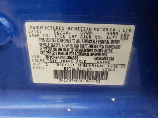2012 NISSAN VERSA S 3N1CN7AP3CL884383