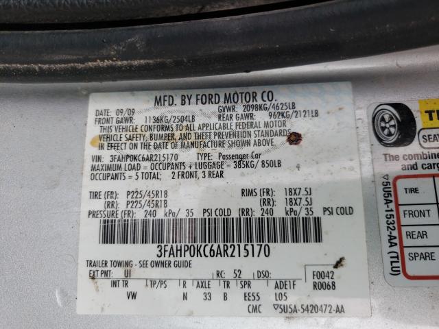 2010 FORD FUSION SPO 3FAHP0KC6AR215170