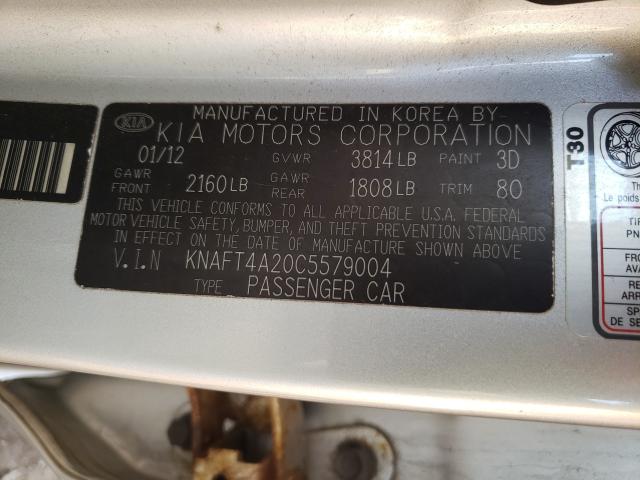 2012 KIA FORTE KNAFT4A20C5579004