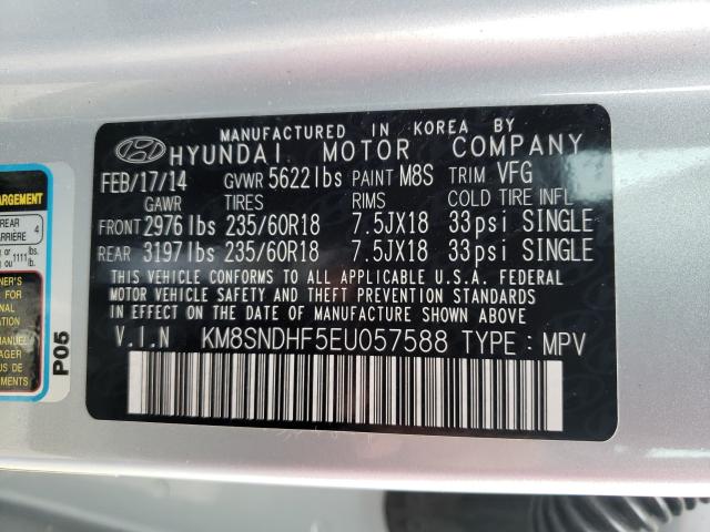 2014 HYUNDAI SANTA FE KM8SNDHF5EU057588
