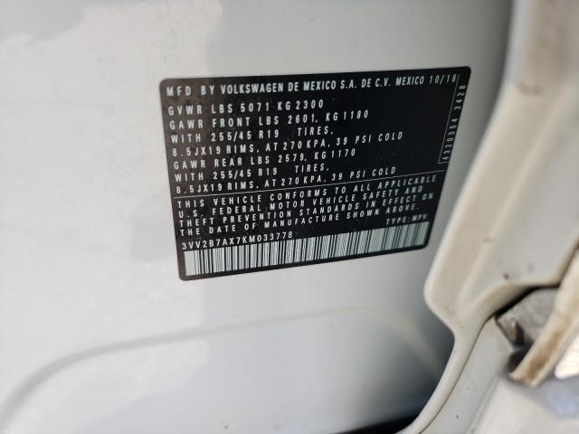2019 VOLKSWAGEN TIGUAN SE 3VV2B7AX7KM033778