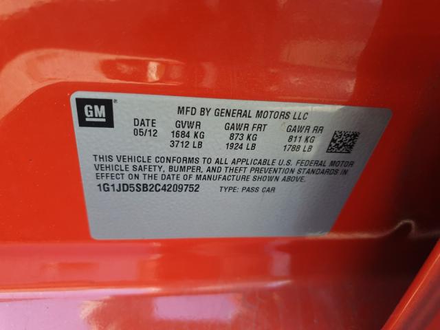 2012 CHEVROLET SONIC LT 1G1JD5SB2C4209752