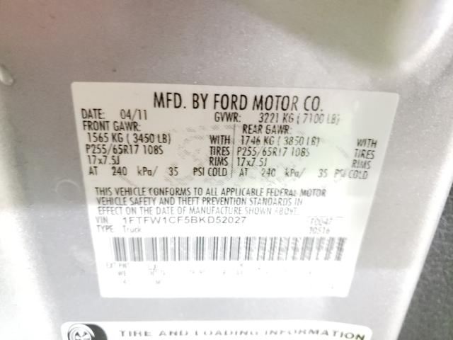 2011 FORD F150 SUPER 1FTFW1CF5BKD52027