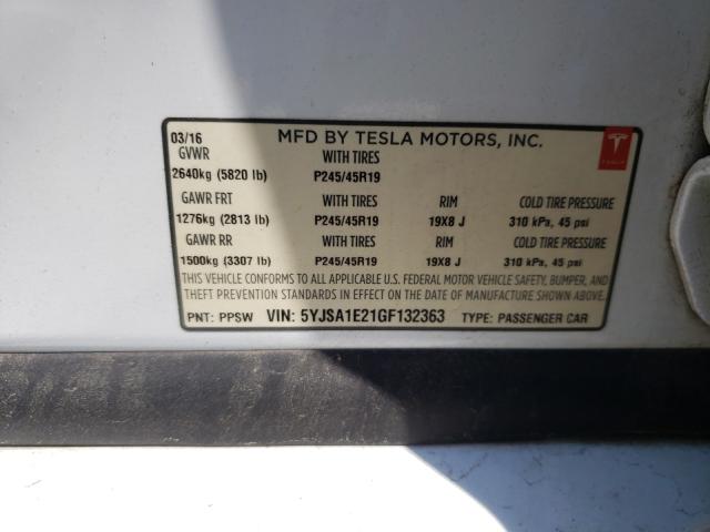 2016 TESLA MODEL S 5YJSA1E21GF132363