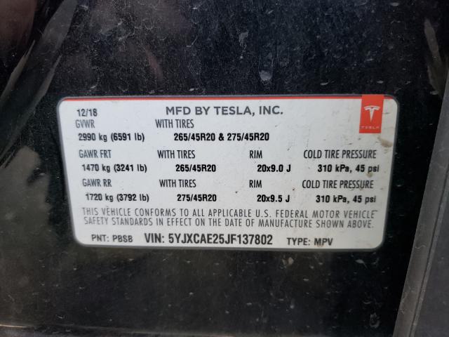 2018 TESLA MODEL X 5YJXCAE25JF137802
