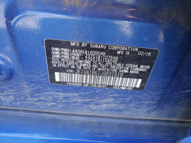 2018 SUBARU WRX JF1VA1B61J9831519