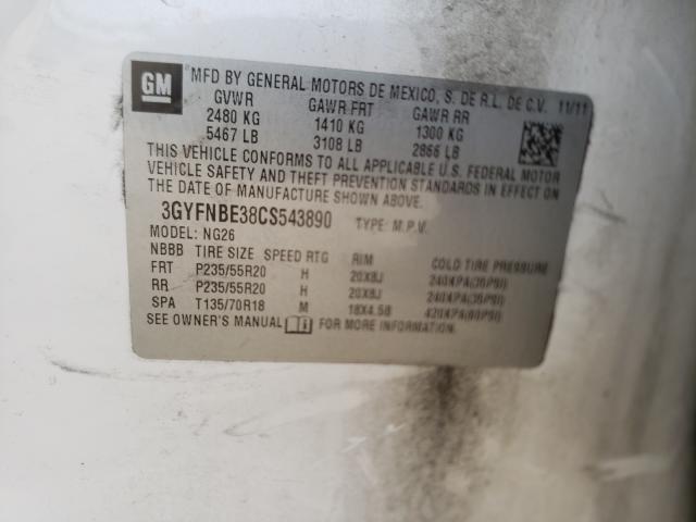 2012 CADILLAC SRX PERFOR 3GYFNBE38CS543890