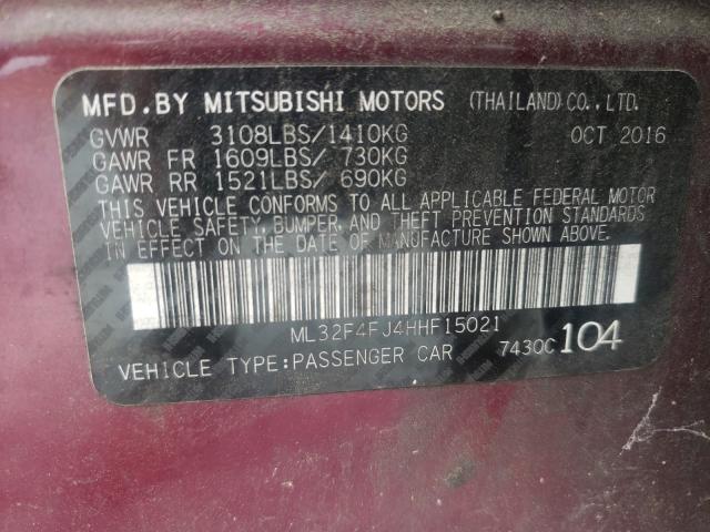 2017 MITSUBISHI MIRAGE G4 ML32F4FJ4HHF15021