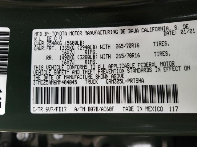 2021 TOYOTA TACOMA DOU 3TMCZ5AN6MM404045