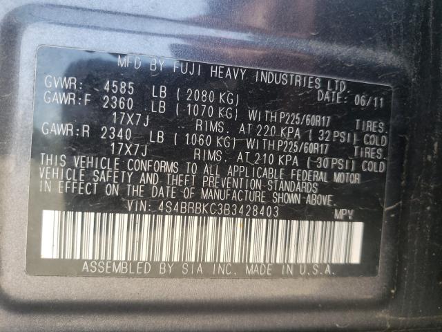 2011 SUBARU OUTBACK 2. 4S4BRBKC3B3428403