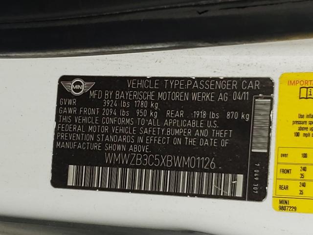 2011 MINI COOPER COU WMWZB3C5XBWM01126
