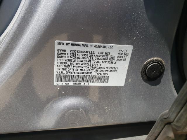 2017 HONDA PILOT ELIT 5FNYF6H03HB054933