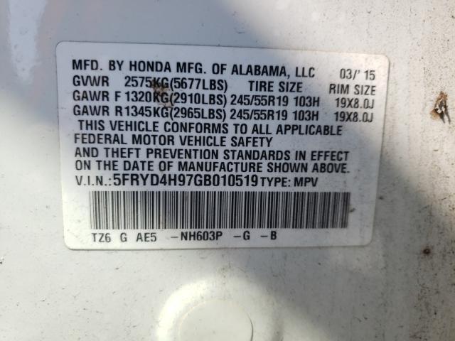 2016 ACURA MDX ADVANC 5FRYD4H97GB010519