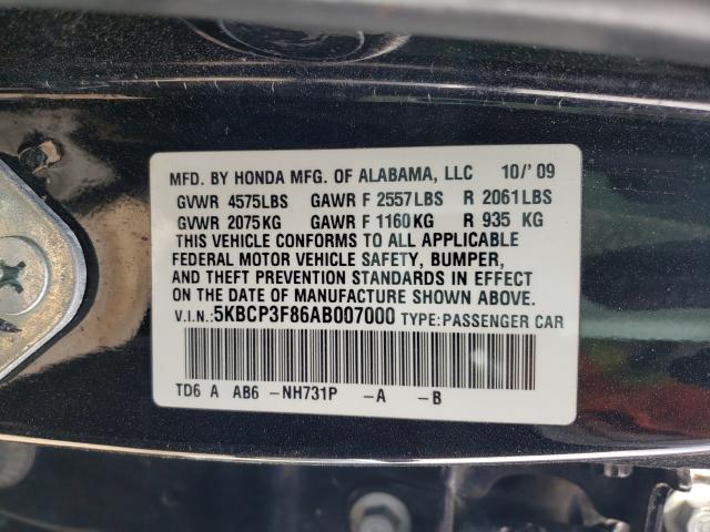 2010 HONDA ACCORD EXL 5KBCP3F86AB007000