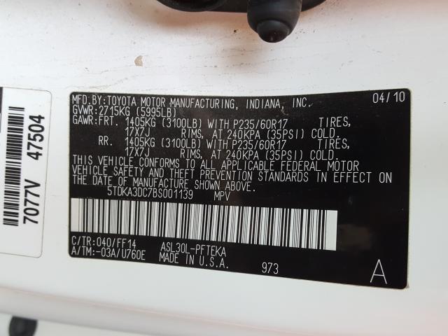 2011 TOYOTA SIENNA BAS 5TDKA3DC7BS001139