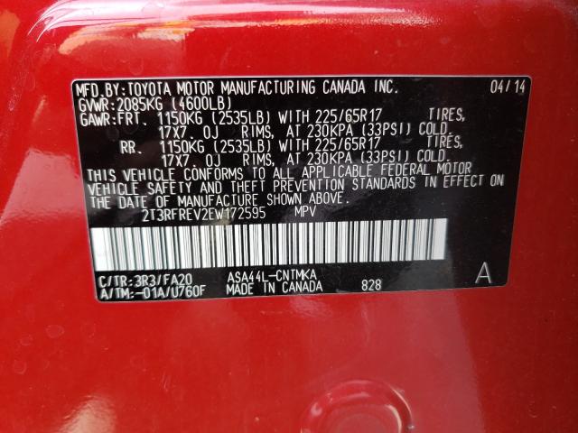 2014 TOYOTA RAV4 XLE 2T3RFREV2EW172595