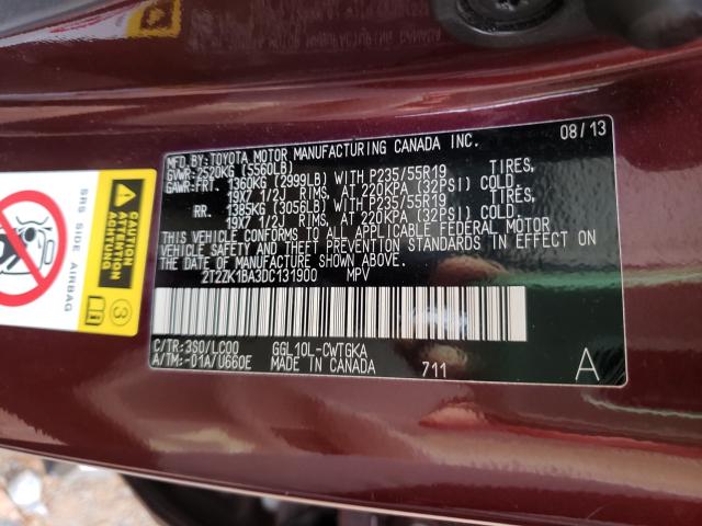 2013 LEXUS RX 350 2T2ZK1BA3DC131900