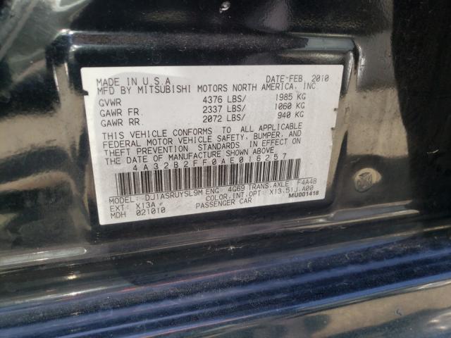 2010 MITSUBISHI GALANT 4A32B2FF0AE016257
