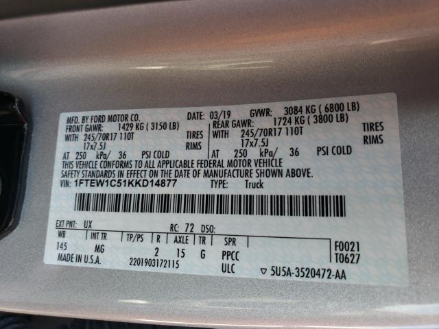 2019 FORD F150 SUPER 1FTEW1C51KKD14877