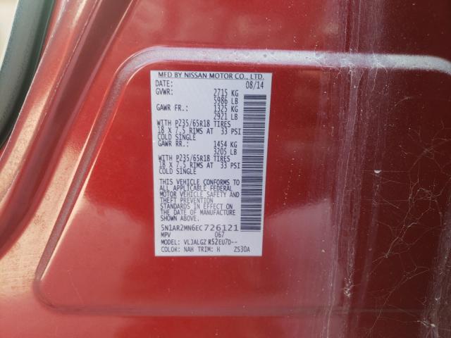 2014 NISSAN PATHFINDER 5N1AR2MN6EC726121