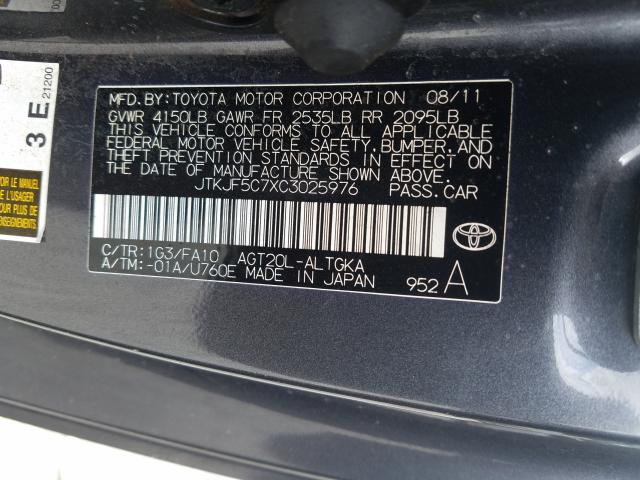 2012 TOYOTA SCION TC JTKJF5C7XC3025976
