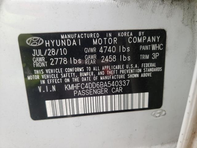 2011 HYUNDAI AZERA GLS KMHFC4DD6BA540337