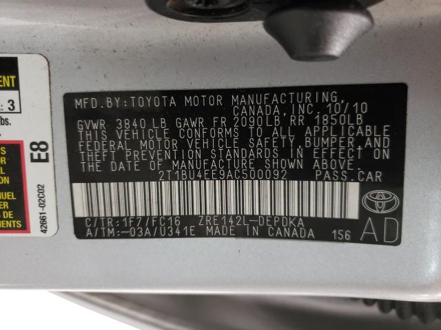 2010 TOYOTA COROLLA BA 2T1BU4EE9AC500092