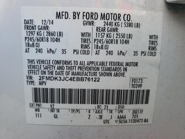 2014 FORD EDGE SEL 2FMDK3JC4EBB76122