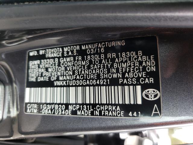 2016 TOYOTA YARIS L VNKKTUD30GA064921