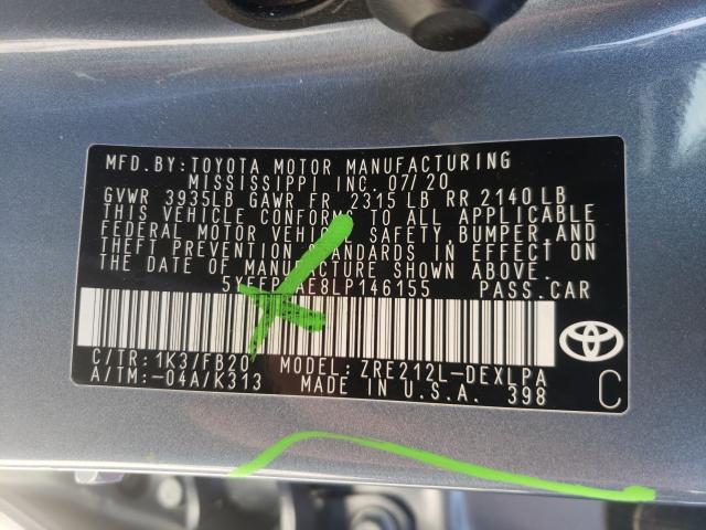 2020 TOYOTA COROLLA LE 5YFEPRAE8LP146155