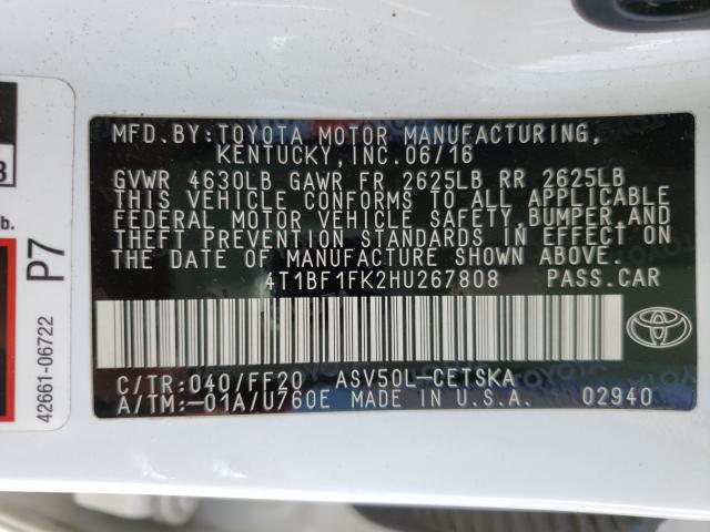 2017 TOYOTA CAMRY LE 4T1BF1FK2HU267808